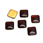 Glass Low Dome Foiled Cabochon - Square Antique 10x10MM GARNET