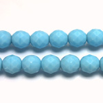 Czech Glass Fire Polish Bead - Round 10MM LT BLUE TURQUOISE