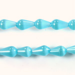 Fiber Optic Synthetic Cat's Eye Bead -  Pear Smooth 10x6MM CAT'S EYE AQUA