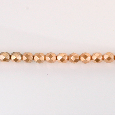 Czech Glass Pearl Faceted Fire Polish Bead - Round 03MM COPPER 70415