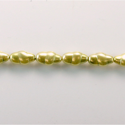 Czech Glass Pearl Bead - Baroque Oblong 13x7 LT OLIVE 70457