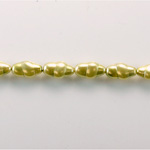 Czech Glass Pearl Bead - Baroque Oblong 13x7 LT OLIVE 70457