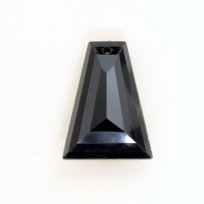 Plastic Pendant - Opaque Faceted Trapezoid 27x20MM JET