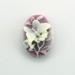 Plastic Cameo - Butterfly Oval 25x18MM WHITE ON AMETHYST FS