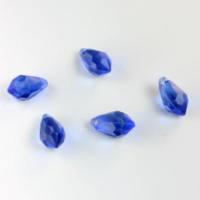 German Plastic Pendant - Transparent Faceted Drop 10x6MM SAPPHIRE