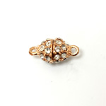 Magnetic Rhinestone Clasp - Oval 12x9MM CRYSTAL ROSE GOLD
