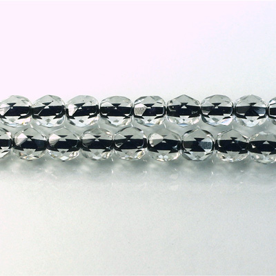 Czech Glass Fire Polish Bead - Round 06MM CRYSTAL BLACK LINE
