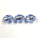 Czech Glass Lampwork Bead - Oval Twist 12x8MM LT SAPPHIRE SILVER LINE 3003