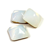 Glass High Dome Foiled Cabochon - Square 12x12MM WHITE OPAL