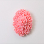 Plastic Carved Flower - Cluster Oval 25x18MM PINK