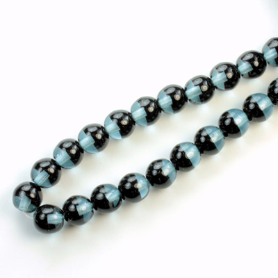 Czech Pressed Glass Bead - Smooth 2-Color Round 06MM DYED MONTANA BLACK