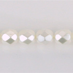 Czech Glass Pearl Faceted Fire Polish Bead - Round 08MM WHITE 70400