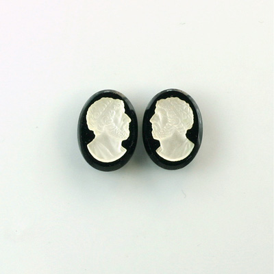 Czech Glass Flat Back Cameo Anakreon - Oval 14x10MM MATTE CRYSTAL ON JET