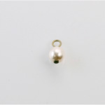 Czech Glass Pearl Bead with 1 Brass Loop - Round 06MM WHITE
