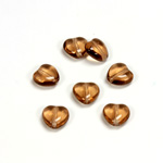 Czech Pressed Glass Bead - Smooth Heart 08x8MM SMOKE TOPAZ