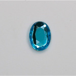 Glass Flat Back Rose Cut Faceted Foiled Stone - Oval 14x10MM AQUA