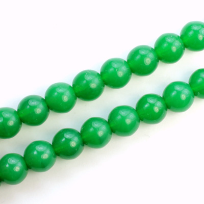 Czech Pressed Glass Bead - Smooth Round 08MM CHRYSOPHRASE