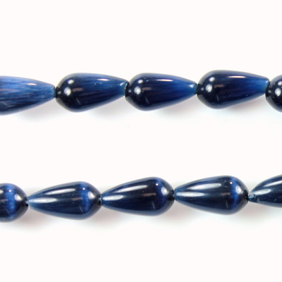 Fiber Optic Synthetic Cat's Eye Bead -  Pear Smooth 10x6MM CAT'S EYE BLUE