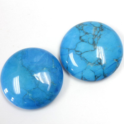 Gemstone Cabochon - Round 25MM HOWLITE DYED TURQUOISE