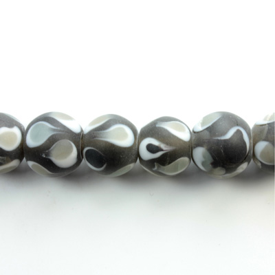 Glass Lampwork Bead - Smooth Round 12MM MATTE PEACOCK JET