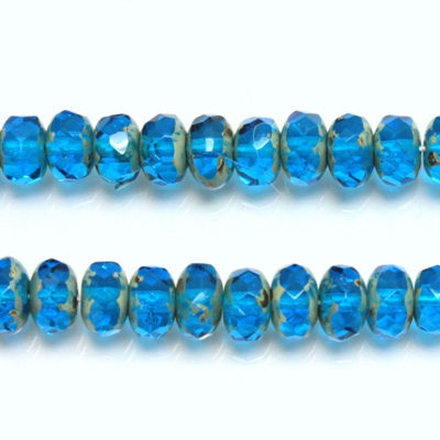 Czech Glass Fire Polish Bead - Rondelle Donut 07x4MM CAPRI with DIFFUSION