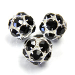 Czech Crystal Rhinestone Ball - 12MM JET-SILVER