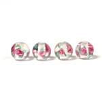 Czech Glass Lampwork Bead - Smooth Round 08MM Flower ON CRYSTAL