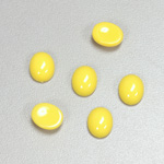 Plastic Flat Back Opaque Cabochon - Oval 10x8MM BRIGHT YELLOW