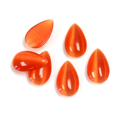 Fiber-Optic Cabochon - Pear 13x8MM CAT'S EYE ORANGE