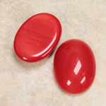 Glass Medium Dome Opaque Cabochon - Oval 25x18MM CHERRY RED