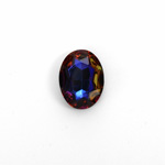 Glass Point Back Foiled Tin Table Cut (TTC) Stone - Oval 14x10MM BERMUDA BLUE Coated