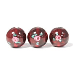 Czech Glass Lampwork Bead - Smooth Round 12MM Flower ON GARNET