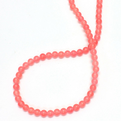 Gemstone Bead - Smooth Round 04MM Dyed QUARTZ Col. 98 SALMON