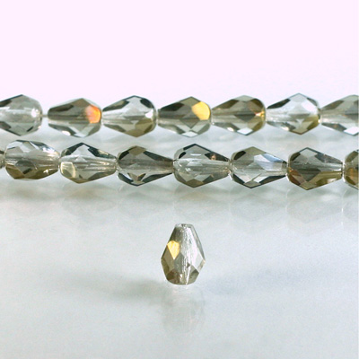 Czech Glass Fire Polish Bead - Pear 08x6MM 1/2 Coated VALENTINIT