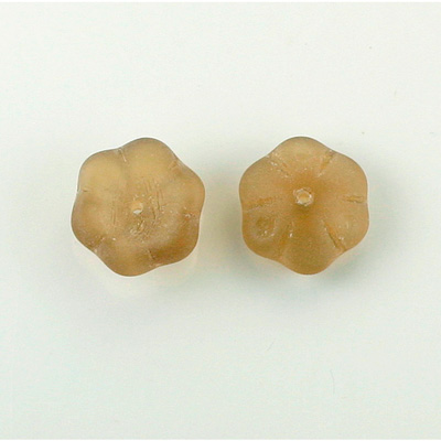 Czech Glass Flower with Center Hole - Round 12MM MATTE SMOKE TOPAZ