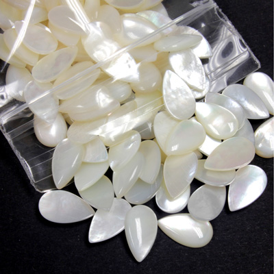 Shell Flat Back Cabochon - Pear 10x6MM WHITE MOP