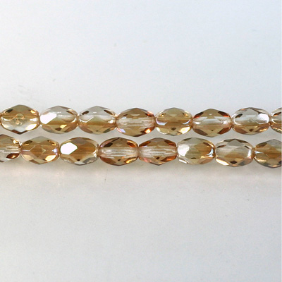 Czech Glass Fire Polish Bead - Oval 07x5MM 1/2 Coated CELSIAN