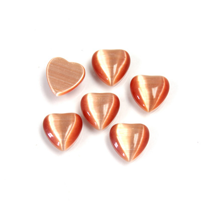 Fiber-Optic Cabochon - Heart 08MM CAT'S EYE COPPER