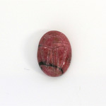 Gemstone Flat Back Carved Scarab 18x13MM RHODONITE