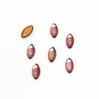 Glass Medium Dome Foiled Cabochon - Navette 08x4MM LT AMETHYST