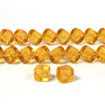 Czech Pressed Glass Bead - Cube with Diagonal Hole 08MM TOPAZ