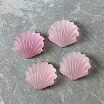 Glass Cabochon - Shell 14MM MATTE LT AMETHYST Foiled