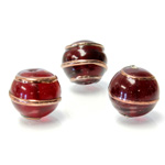 Czech Glass Lampwork Bead - Round 14MM COPPER WRAP GARNET
