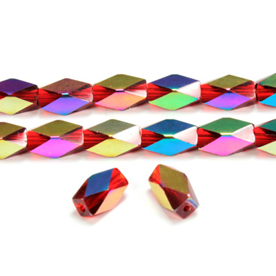 Cut Crystal Bead - Rectangle 12x6MM RUBY IRIS