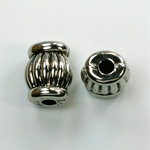Metalized Plastic Engraved Bead - Fancy 16x11MM ANT SILVER
