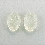 Plastic Cameo - Woman with Bow Oval 18x13MM MATTE Crystal