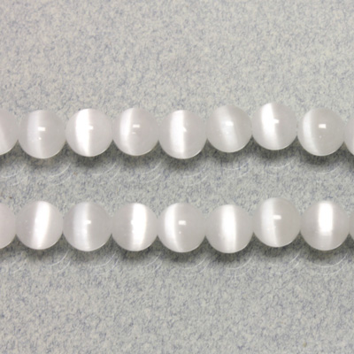 Fiber-Optic Synthetic Bead - Cat's Eye Smooth Round 06MM CAT'S EYE WHITE