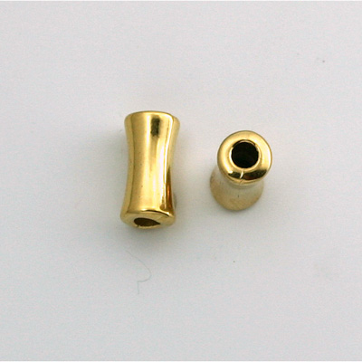 Metalized Plastic Bead - Hourglass Tube 13x7MM GOLD