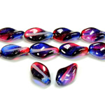 Czech Pressed Glass Bead - Smooth Twisted 13x9MM COATED GARNET-PURPLE 69018