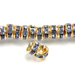 Czech Rhinestone Rondelle - Round Wavy 05MM LT SAPPHIRE-GOLD